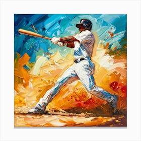 A Baseball Player Hitting Home Run Oil Painting 1 Canvas Print