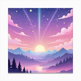 Sky With Twinkling Stars In Pastel Colors Square Composition 10 Canvas Print
