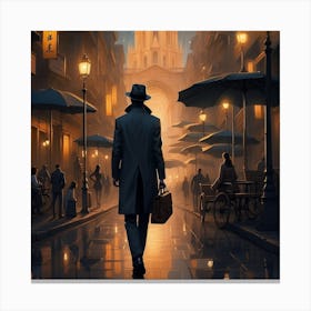 Man Walking Down The Street Canvas Print
