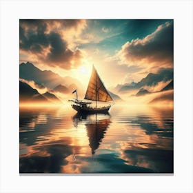 Sailboat At Sunrise Canvas Print