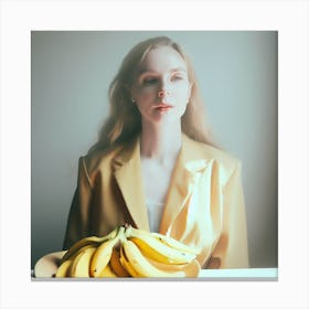 Portrait Of A Girl With Bananas Canvas Print