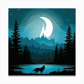 Illustration Of A Wolf Emitting A Howl In A Us Wilderness Scene Combines Elements Of Wyoming Utah (7) Canvas Print