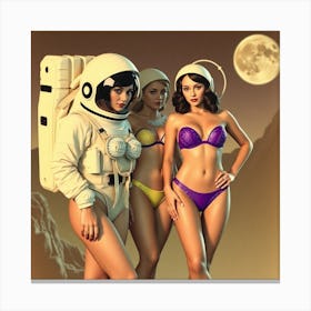 Three Women On The Moon Canvas Print