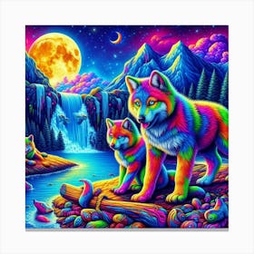 Psychedelic Wolf Family 6 2 Canvas Print