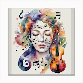 Violin And Music Notes Canvas Print