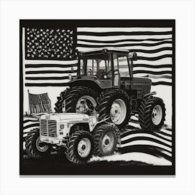 Tractor And Flag Canvas Print