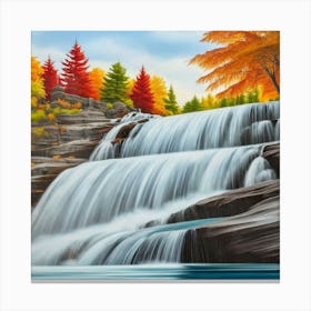 Waterfalls In Autumn Canvas Print