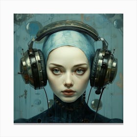 Girl With Headphones Canvas Print