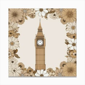 Big Ben aesthetic beige floral wall art retro Canvas Print