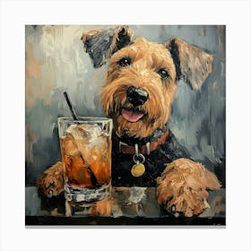 Airedale Welshie At The Bar 14 Canvas Print