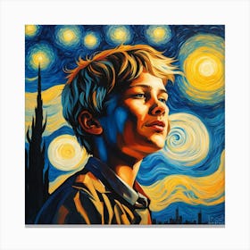 Lad enjoys Starry Night Canvas Print