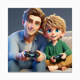 Family Playing Video Games 1 Canvas Print