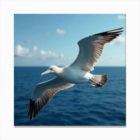 A Graceful Royal Albatross Gliding Over The Ocean 1 Canvas Print