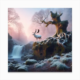 White Stag In The Forest 1 Canvas Print