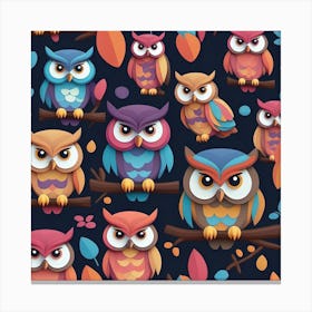 Owls Pattern Illustration Canvas Print