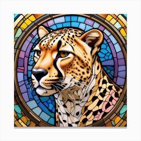 Cheetah Pop Art stained glass 1 Canvas Print