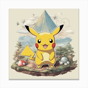 Pokemon Pikachu, mountain art Canvas Print
