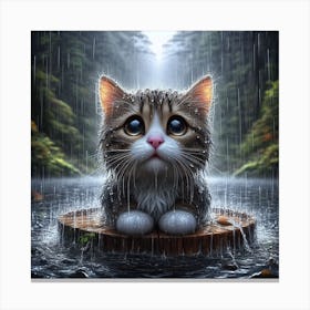 Cat In The Rain 3 Canvas Print