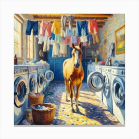 Horse In Laundry Room Canvas Print
