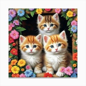 Three Kittens In A Window Toile