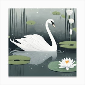 Swan In Water 3 Canvas Print