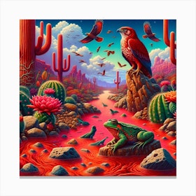 Frog and Falcon in the Red Desert Canvas Print