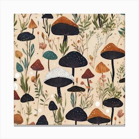 Whimsical Mushrooms pattern Canvas Print