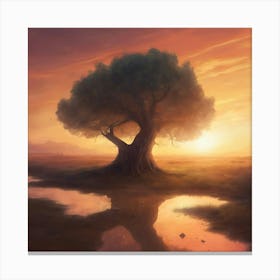 Tree At Sunset Canvas Print