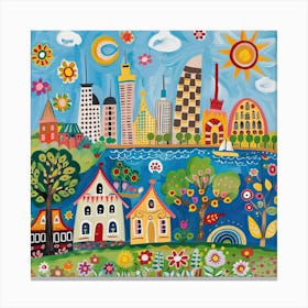 Kids Travel Illustration Sydney 2 Canvas Print