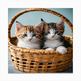 Kittens In A Basket Canvas Print