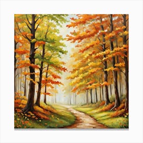 Forest In Autumn In Minimalist Style Square Composition 54 Canvas Print