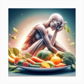 Woman Eating Vegetables Canvas Print