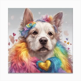 Rainbow Dog Rainbow Love Pets ( Bohemian Design ) Canvas Print