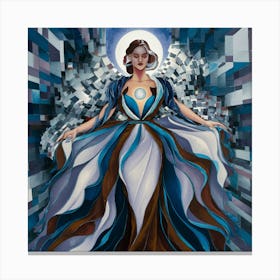Woman In The Blue Dress Canvas Print