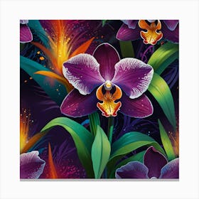 Seamless Orchid Pattern Canvas Print