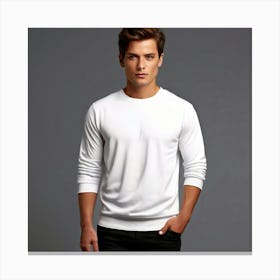 Man In A White Sweater Canvas Print