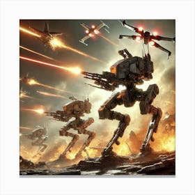 Crusher Walker Droids Engaging Aerial Targets Canvas Print