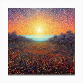 Sunset In The Field Canvas Print