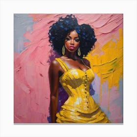 Afro Girl In Yellow Dress Canvas Print