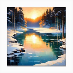 Mountain lac oil painting abstract painting art 7 Canvas Print