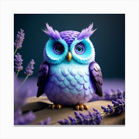 Owl With Lavender Canvas Print