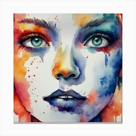 Watercolor Of A Woman'S Face 4 Canvas Print