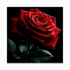 Red Rose On Black Background 2 Canvas Print