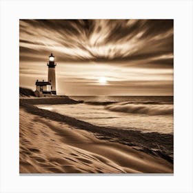 Lighthouse At Sunset 37 Canvas Print