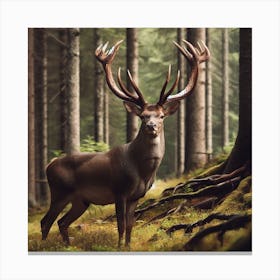 Deer In The Forest Canvas Print