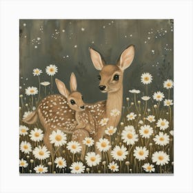 Deer And Rabbits Fairycore Painting 3 Canvas Print