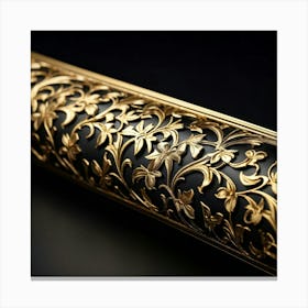 Bright Gold Metallic Border Smooth Texture Intricate Filigree Patterns Glinting Under Soft Diffu 2 1 Canvas Print