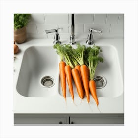 Kitchen Sink With Carrots Canvas Print