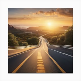 Sunset On The Road Canvas Print