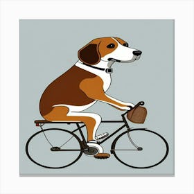 Beagle On Bicycle Art Print Canvas Print